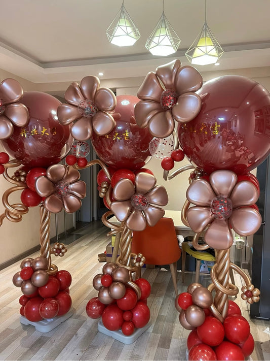 6Ft Balloon Column With Flower Decor