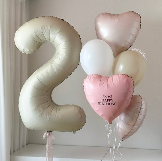 Blush Heart Balloon Set with Large Number Balloon – Birthday Balloon Arrangement