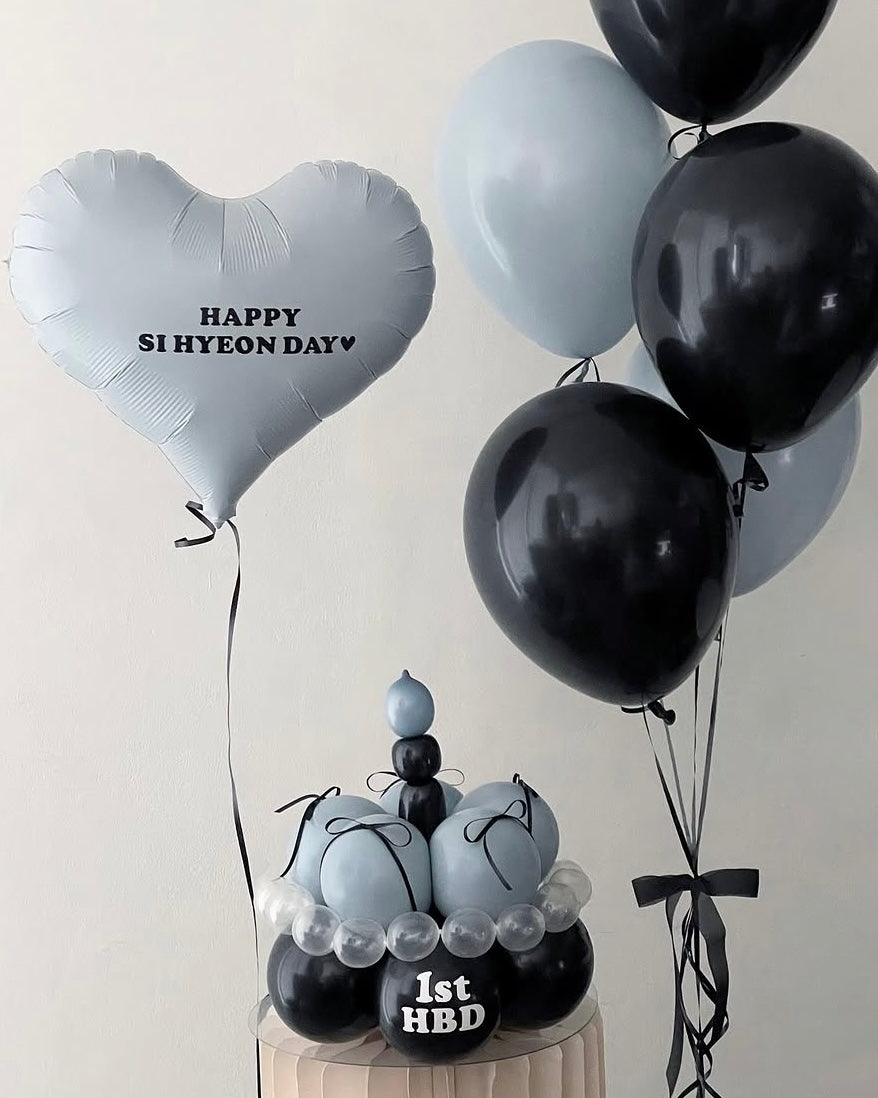 Balloon Set with Heart Balloon and 1st Birthday Balloon Cake