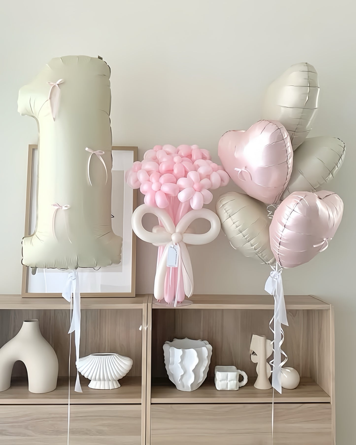 Birthday Balloon Set – 1st Birthday Floral Bouquet Bundle